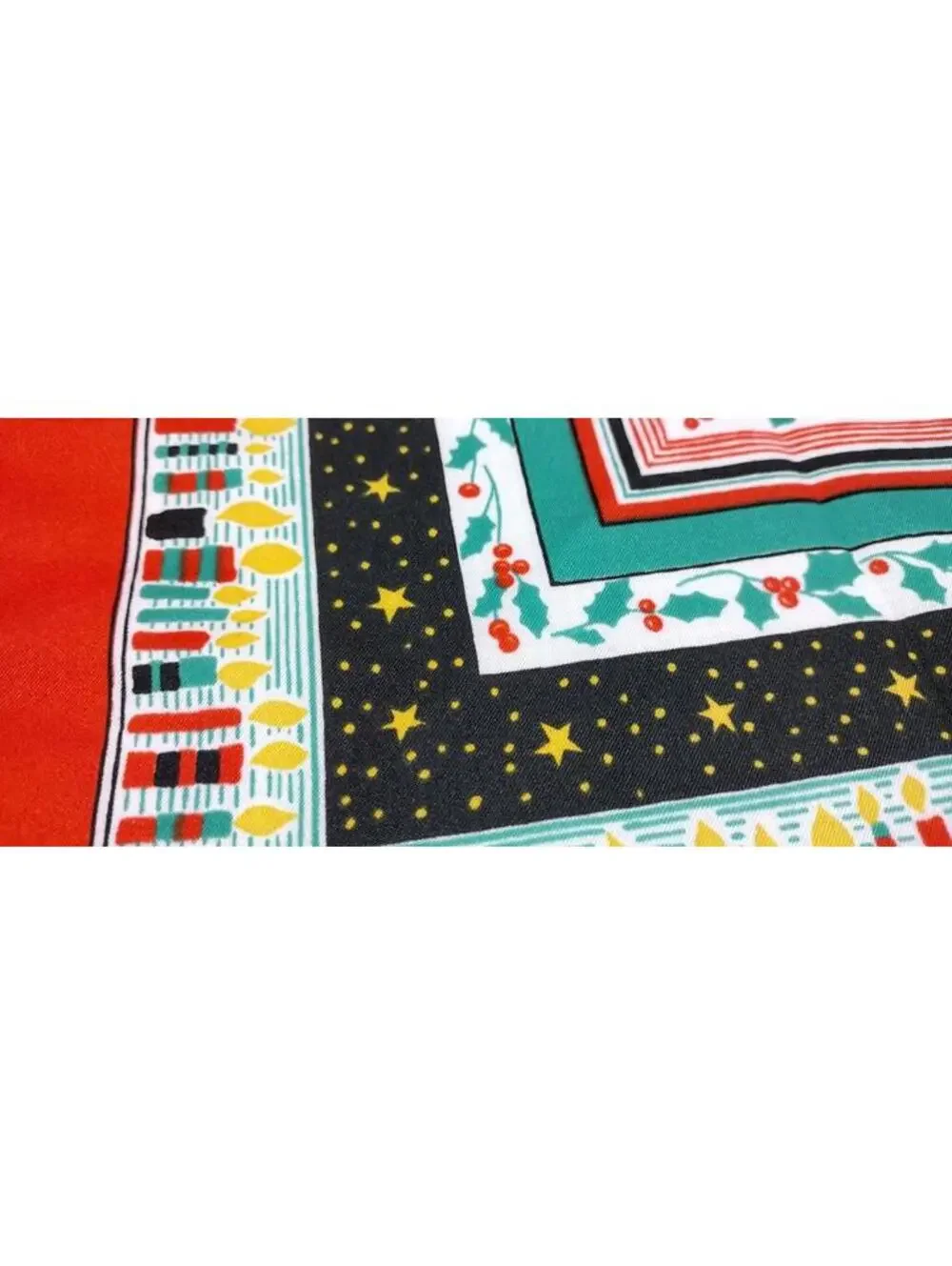 Vintage Holiday 1970s Large Scarf Menswear Italy Merry Christmas Candles Red 27